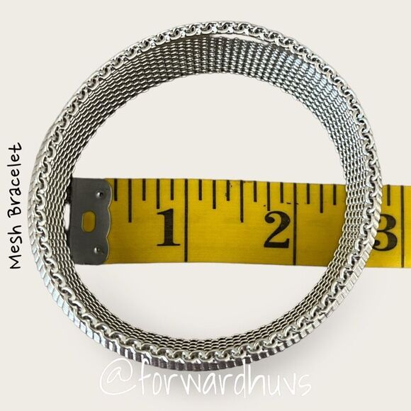 Stainless Steel Silver Tone Mesh Bracelet - Picture 8 of 10